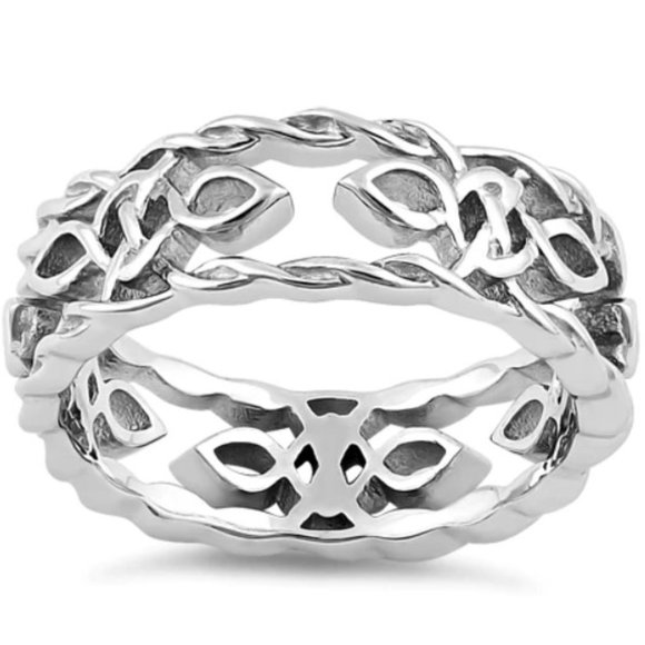 925 STERLING SILVER Celtic Autumn Open Work Eternity Band Ring - Picture 14 of 15